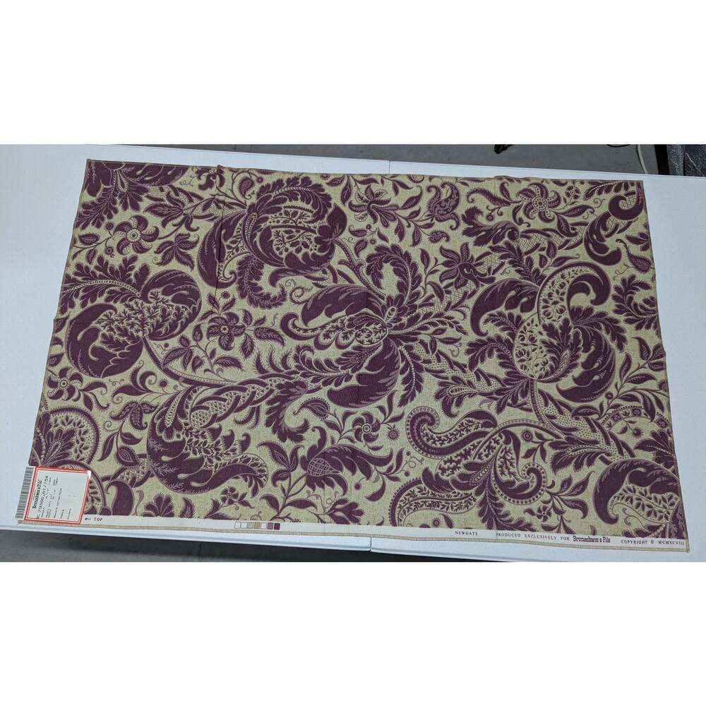 Vintage Brunschwig & Fils Newgate 100% Cotton Print Fabric Remnant 27 x 44 inch